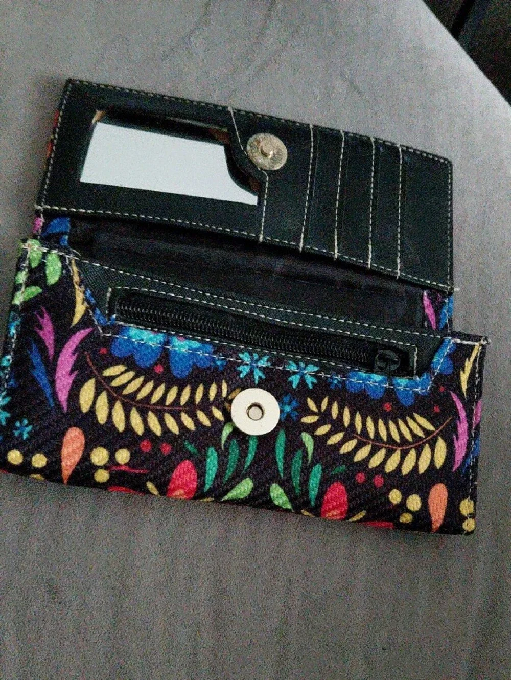 Floral Fold-Over Clutch Wallet in Multicolor